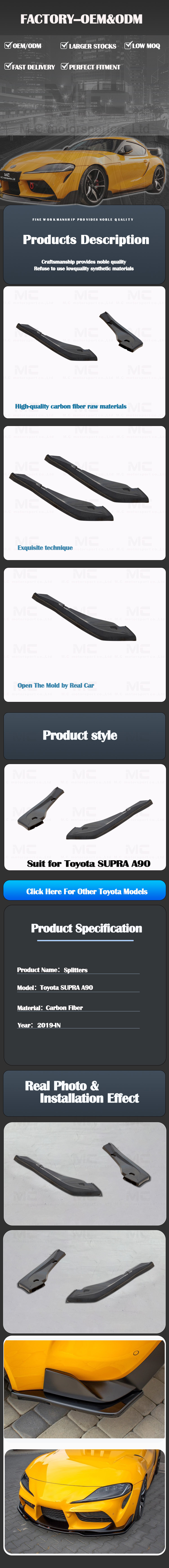 For Toyota SUPRA  A90 Carbon Fiber Front Wrap Angle 2019+