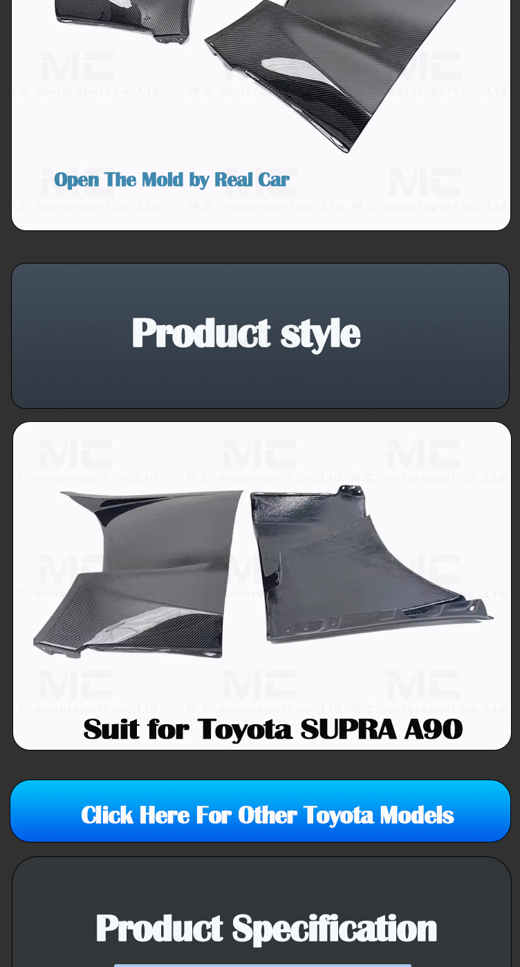 For Toyota SUPRA  A90 Carbon Fiber Fender 2019+