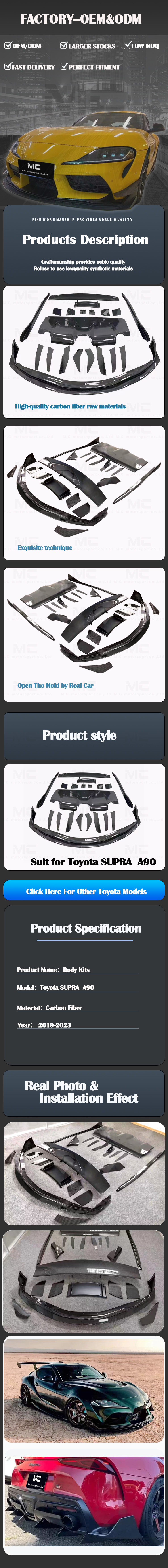 For Toyota SUPRA  A90 VRS Style Carbon Fiber Body Kit 2019+