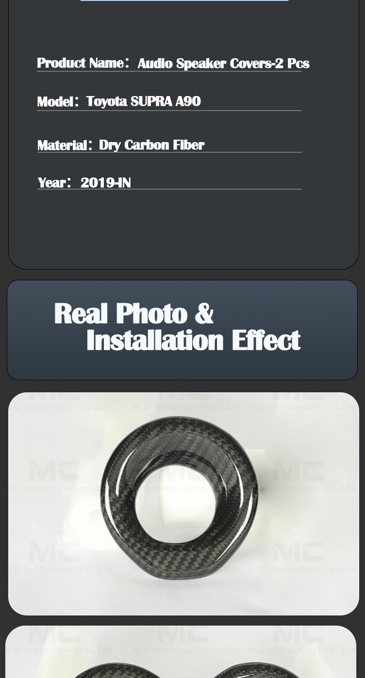 For Toyota Supra A90 Dry Carbon Fiber 2 Pcs Audio Speaker Covers 2pcs 2019+