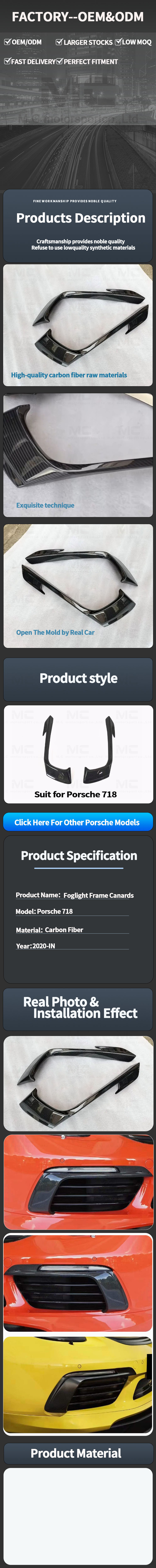 For Porsche 718 Carbon Fiber Foglight Frame Canadrs 2020+