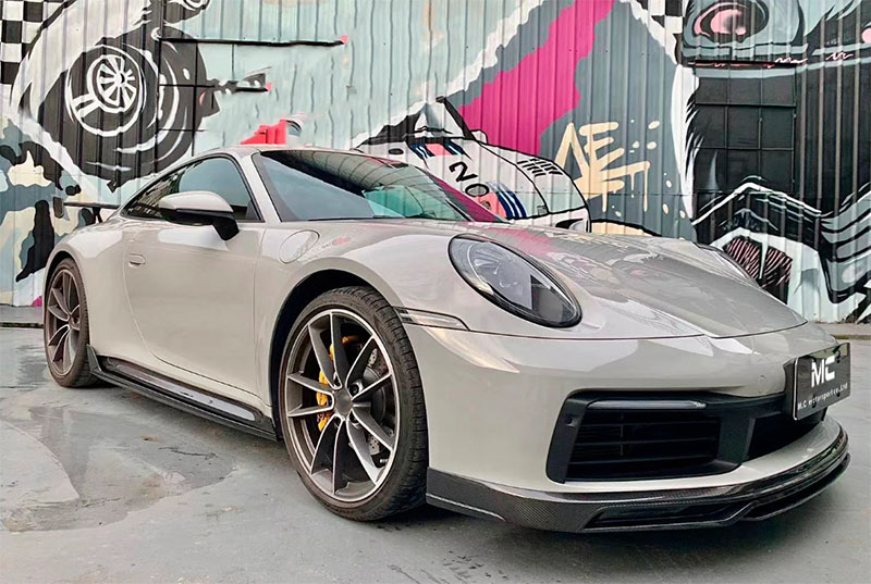 For Porsche 911 992 Techart Style Carbon Fiber Side Skirts 2019+