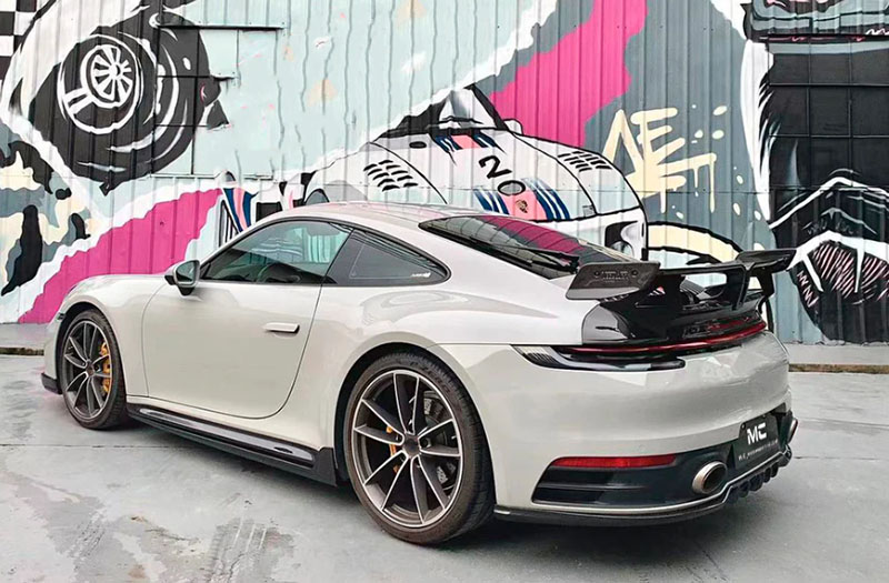 For Porsche 911 992 Techart Style Carbon Fiber Side Skirts 2019+