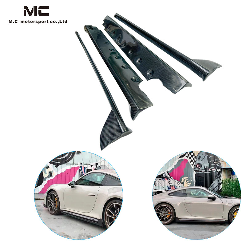 For Porsche 911 992 Techart Style Carbon Fiber Side Skirts 2019+