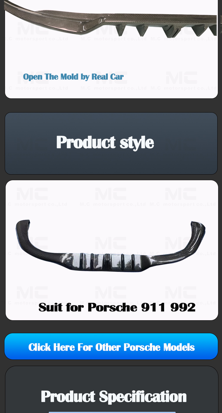 For Porsche 911 992 Techart Style Carbon Fiber Rear Diffuser 2019+