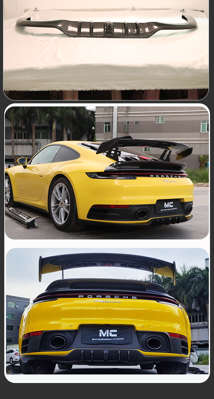 For Porsche 911 992 Techart Style Carbon Fiber Rear Diffuser 2019+