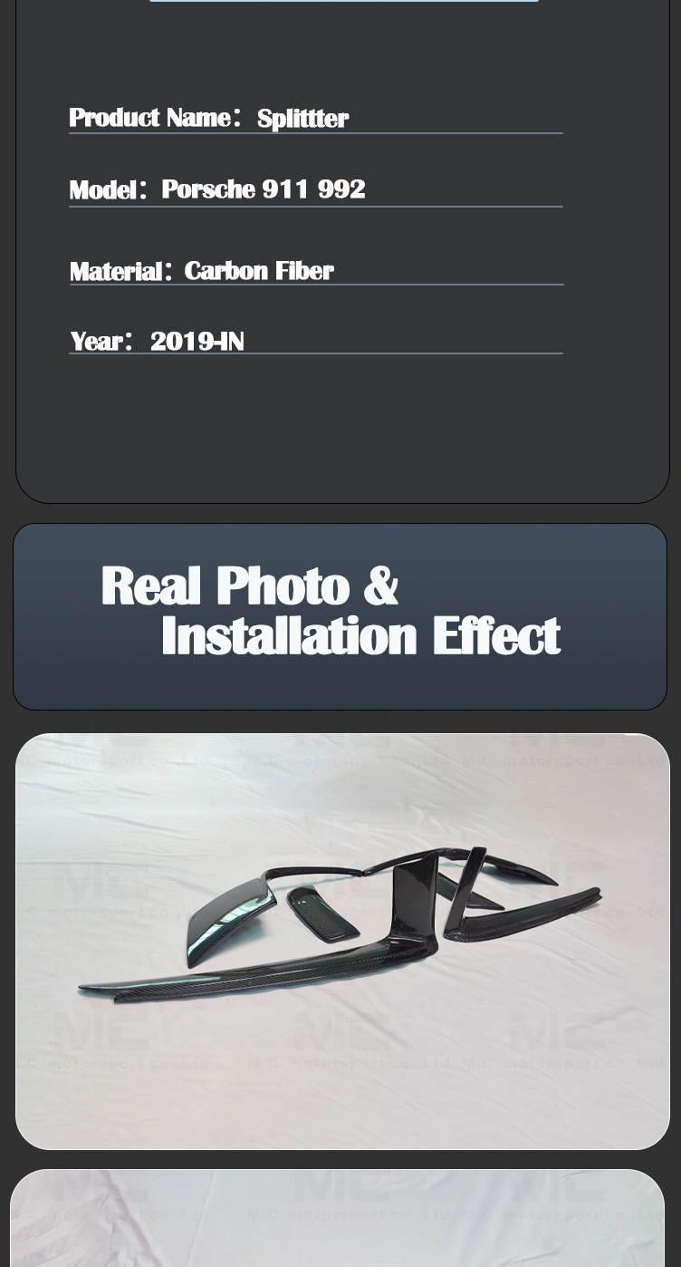 For Porsche 911 992 Carbon Fiber Wind Blade Kit 2019+