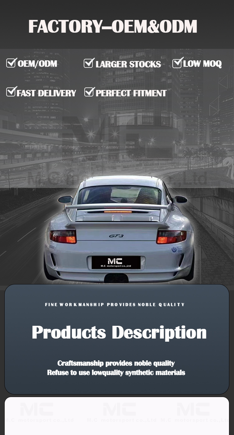 For Porsche 911 997 GT3 Style Half Carbon Fiber Rear Spoiler 2005-2011