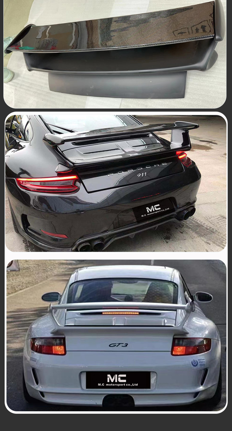 For Porsche 911 997 GT3 Style Half Carbon Fiber Rear Spoiler 2005-2011