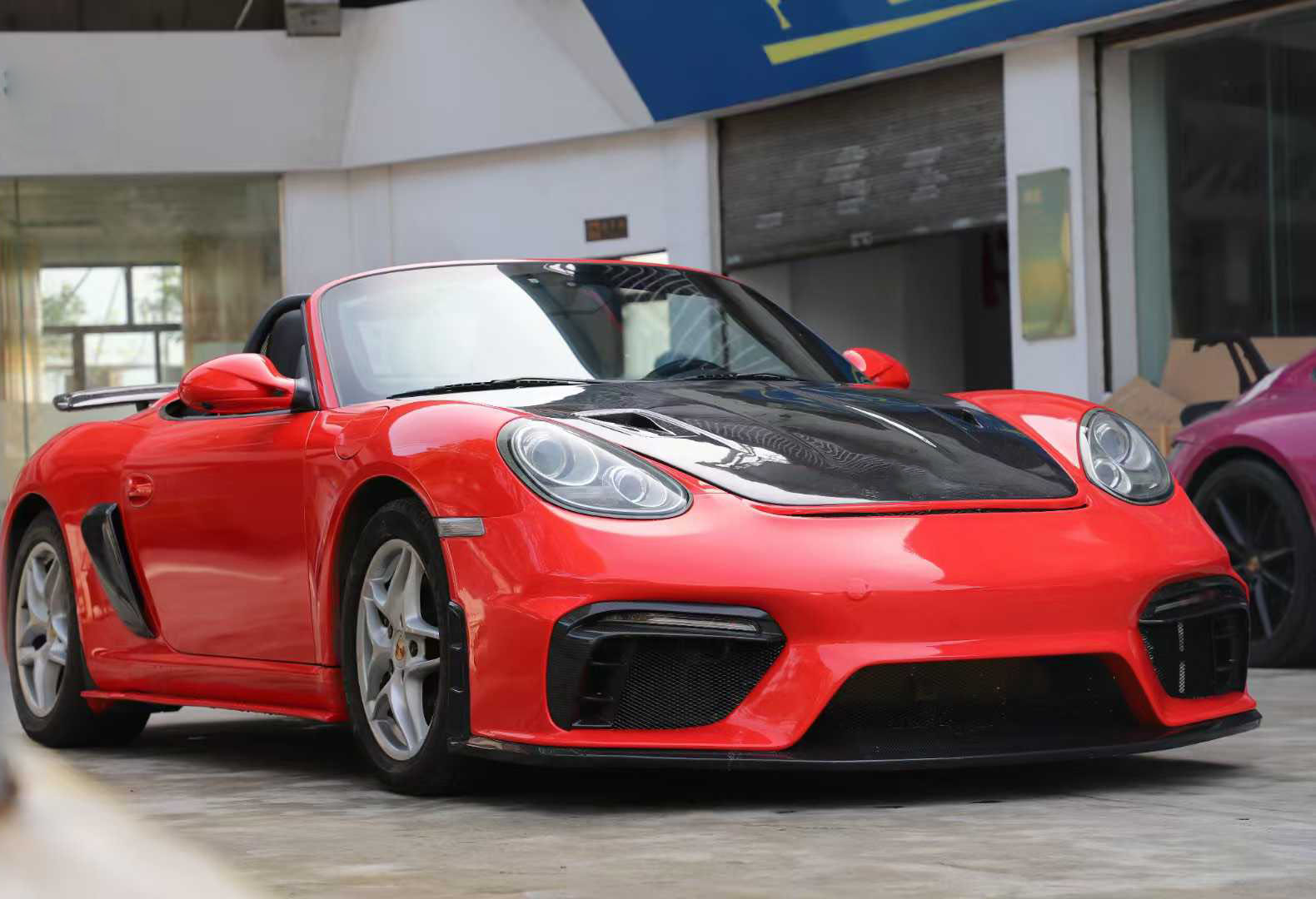 For Porsche 987 Half Carbon Fiber 718 GT4 Style Body Kit 2005-2008