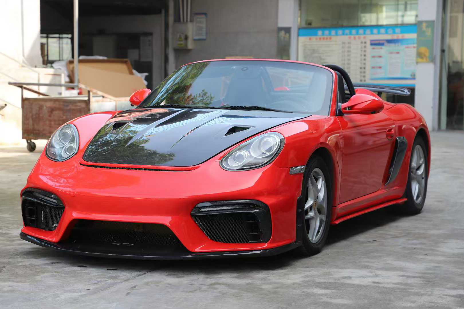 For Porsche 987 Half Carbon Fiber 718 GT4 Style Body Kit 2005-2008