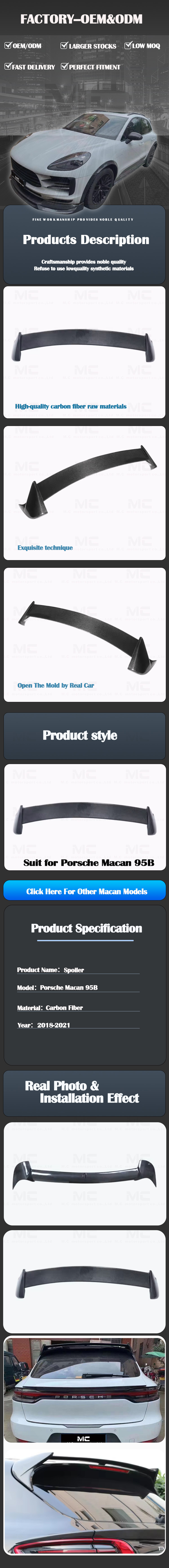 For Porsche Macan 95B Carbon Fiber Roof Spoiler 2020+