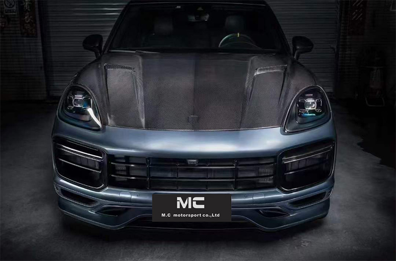 For Porsche Cayenne TKT Style Dry Carbon Fiber Engine Hood 2018-2023
