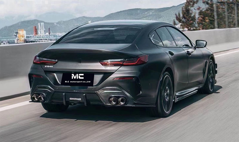 For BMW 8 Series G14 G15 Carbon Fiber Body Kit AC Style Rear Bumper Lip Rear Diffuser 2020+