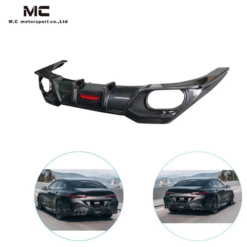 For BMW 8 Series G14 G15 Carbon Fiber Body Kit AC Style Rear Bumper Lip Rear Diffuser 2020+