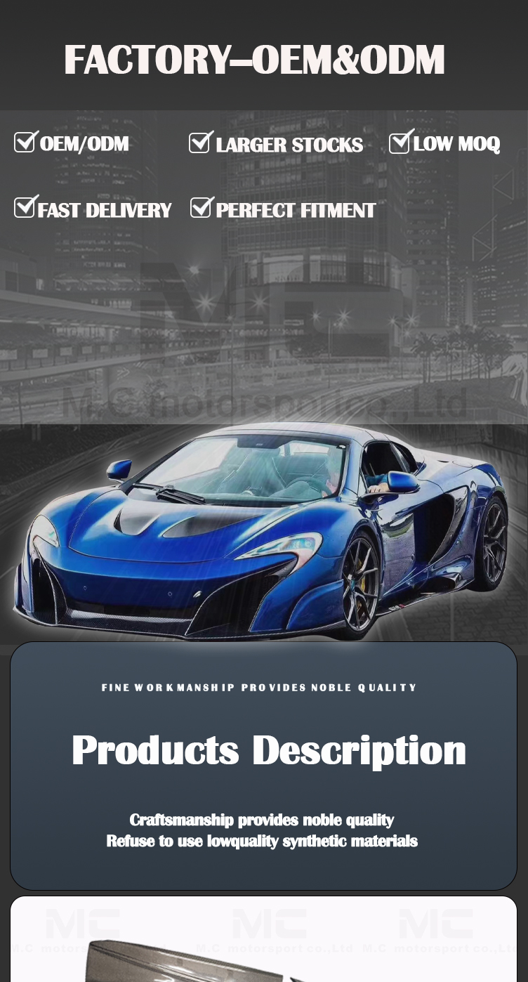 For McLaren MP4 650S 657LT Carbon Fiber Side Skirts 2013-2018