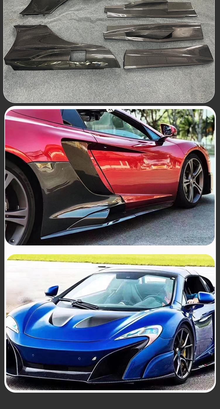 For McLaren MP4 650S 657LT Carbon Fiber Side Skirts 2013-2018
