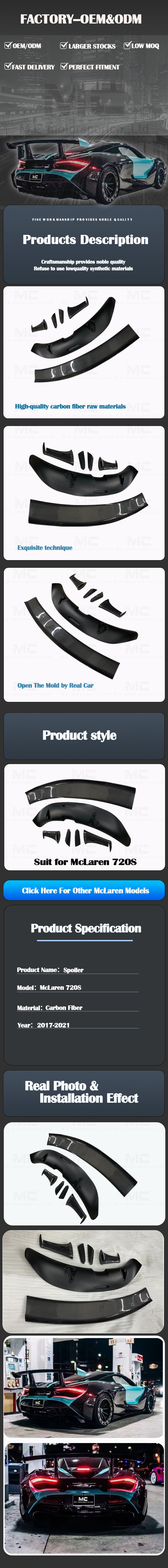 For McLaren 720S GT1016 Carbon Fiber Spoiler 2017-2021