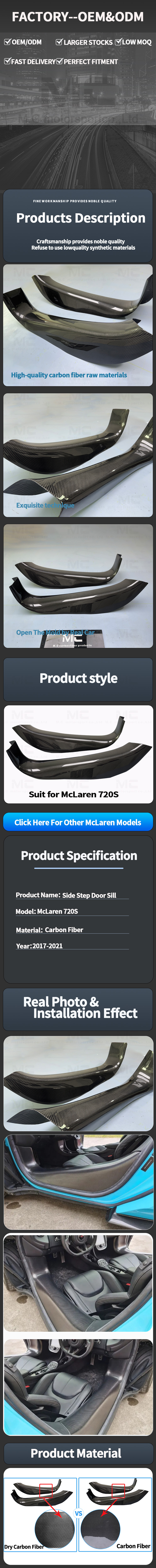 For McLaren 720S Carbon Fiber Side Step Door Sill 2017-2021