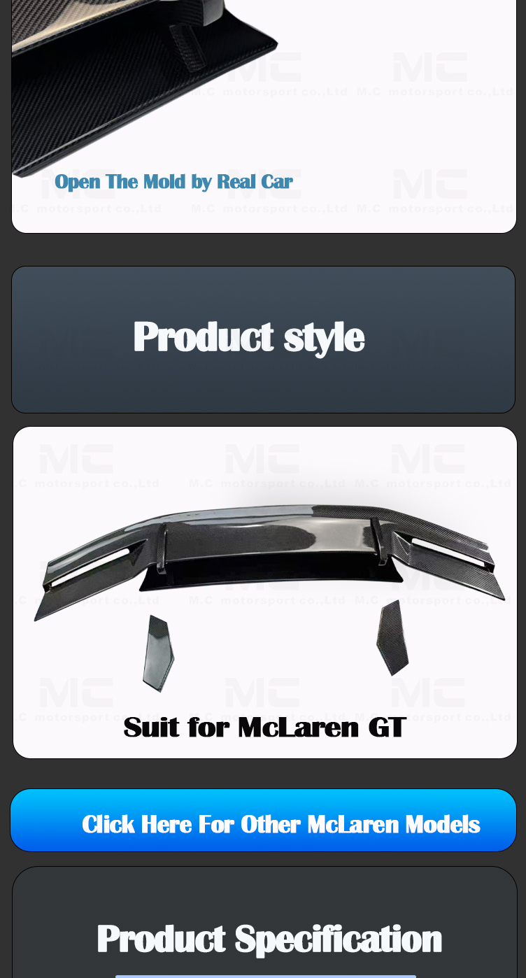 For McLaren GT Carbon Fiber Spoiler 2020-IN
