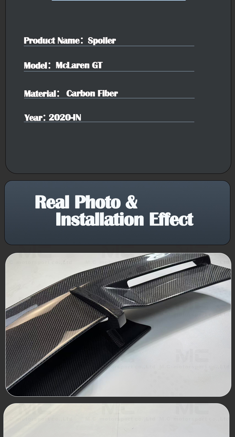 For McLaren GT Carbon Fiber Spoiler 2020-IN