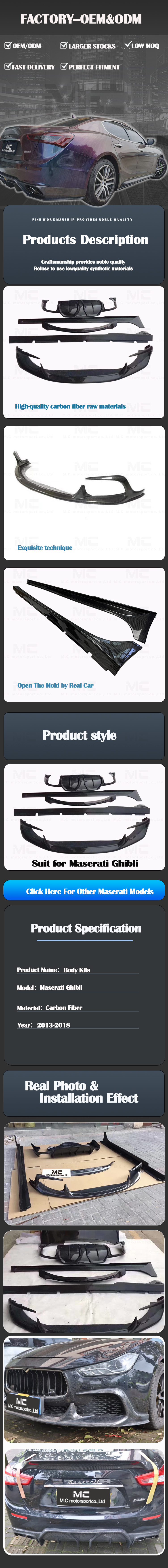 For Maserati Ghibli ASPEC Carbon Fiber Body Kits 2013-2018