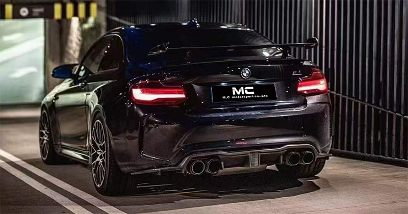 For BMW F87 M2 M2C KS Style Carbon Fiber Rear Diffuser with Light 2016-2022