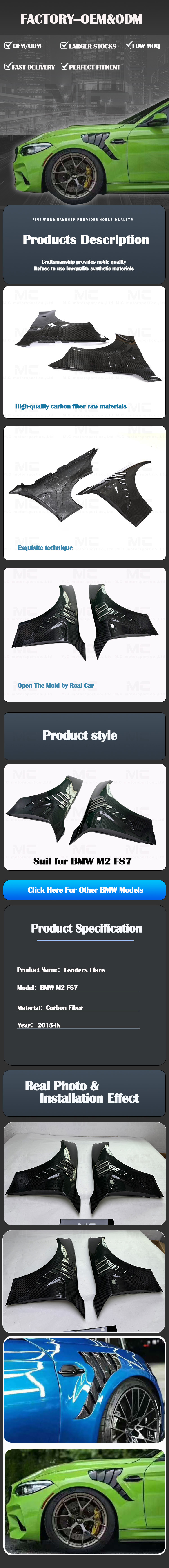 For BMW F87 V Style Carbon Fiber Fender Flare 2015-IN