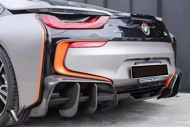 For BMW I8 Carbon Fiber Rear Diffures+Spoiler 2012-2021