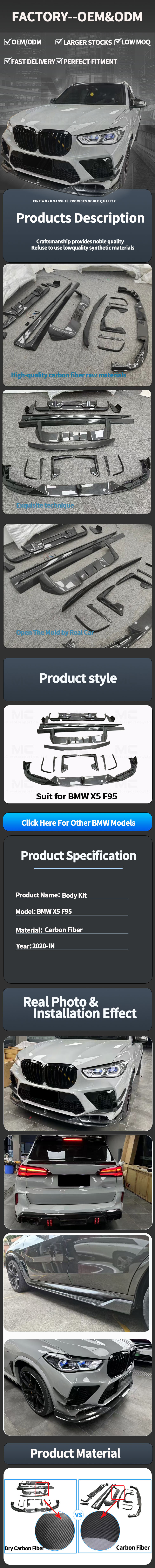 For BMW X5M F95 LD Style Carbon Fiber Body Kit 2020-IN