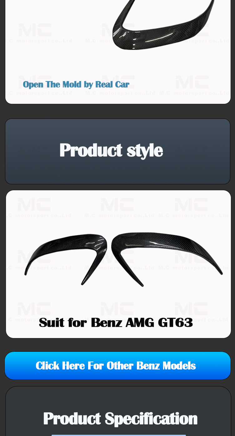 For Mercedes Benz GT63 Brab Style Carbon Fiber Rear Canards 2019+