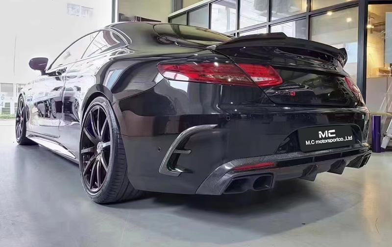 For Mercedes Benz C217 Brabus Style Carbon Fiber Rear Diffuser 2014-2019