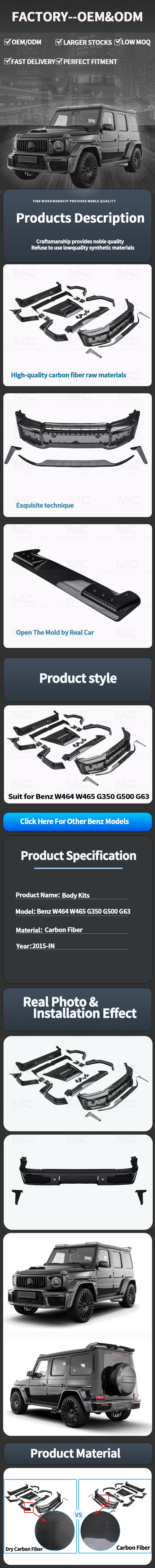For Mercedes Benz W465 Carbon Fiber Body Kit 2018--2020