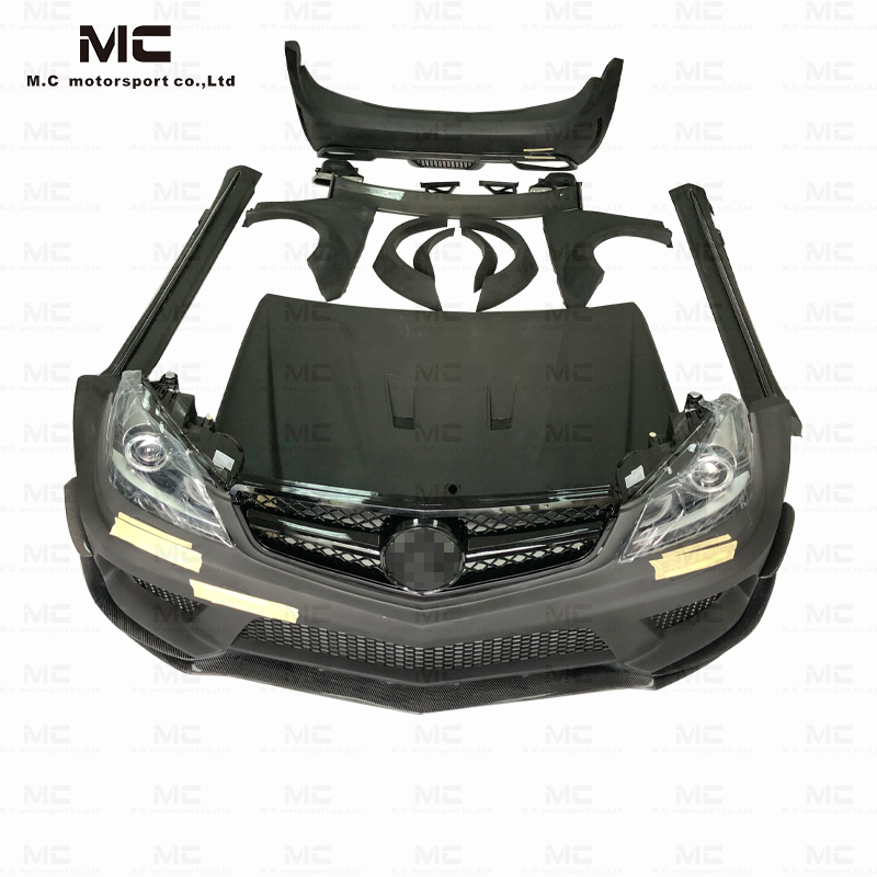 For Mercedes Benz W204 Wide Body Style Half Carbon Fiber Body Kit (with light) 2010--2014