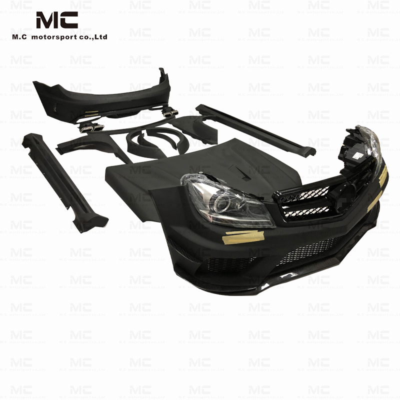 For Mercedes Benz W204 Wide Body Style Half Carbon Fiber Body Kit (with light) 2010--2014