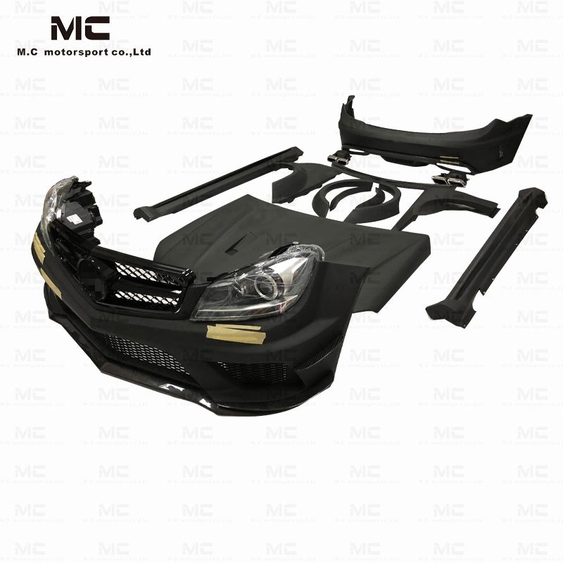 For Mercedes Benz W204 Wide Body Style Half Carbon Fiber Body Kit (with light) 2010--2014