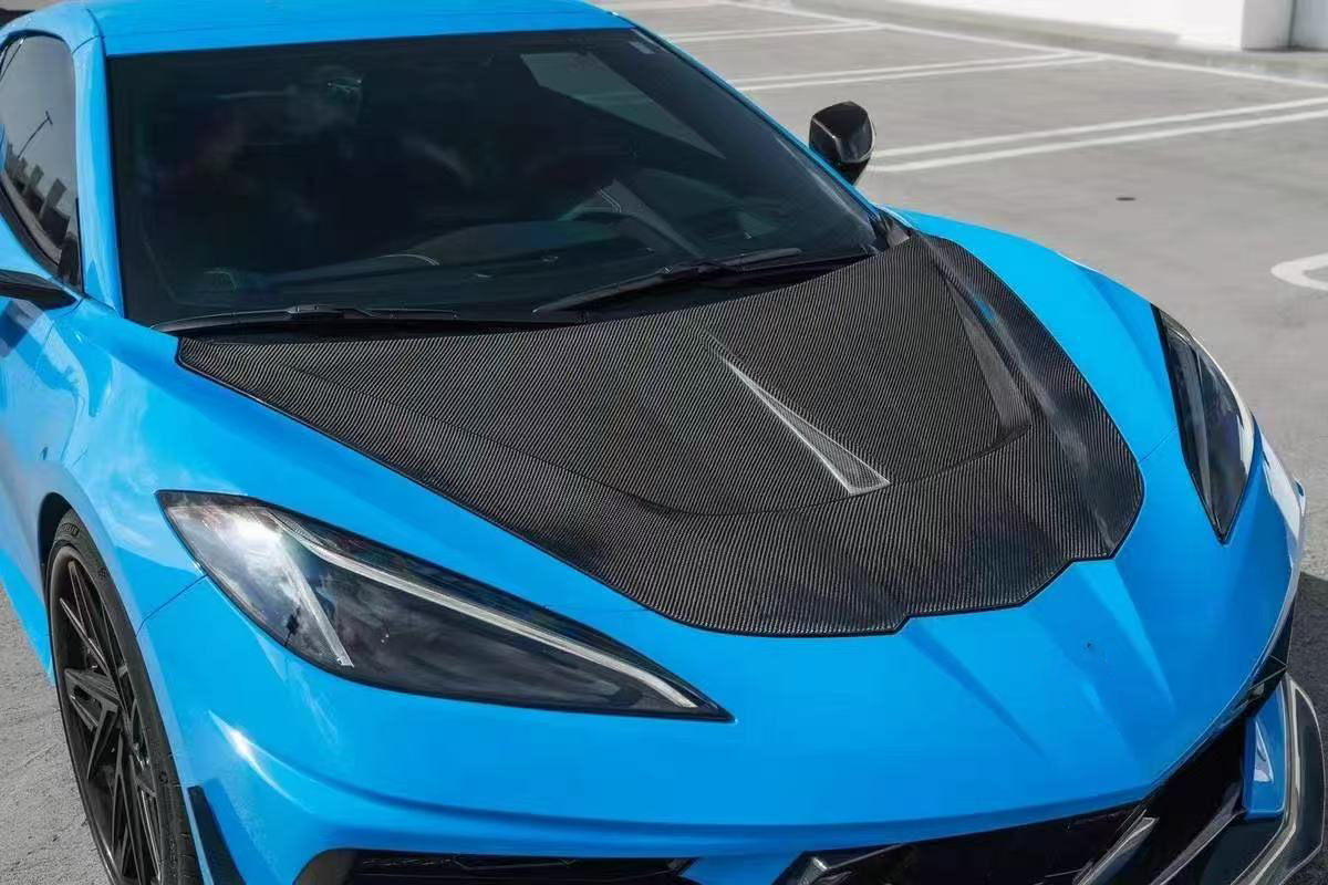 For CHEVROLET Corvette C8 ST Style Carbon Fiber Hood 2020+