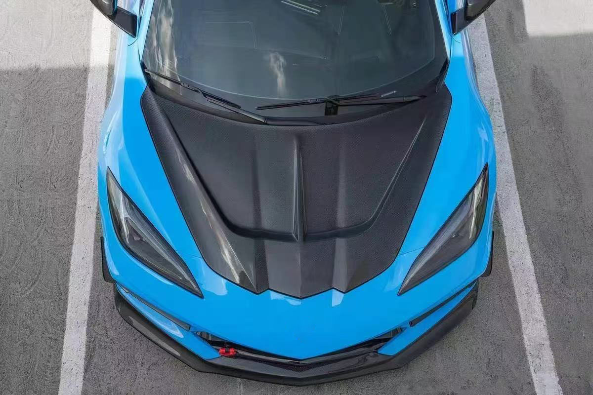 For CHEVROLET Corvette C8 ST Style Carbon Fiber Hood 2020+