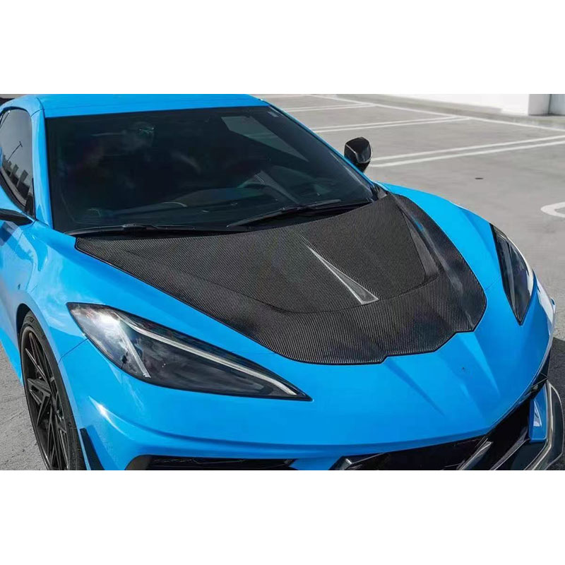 For CHEVROLET Corvette C8 ST Style Carbon Fiber Hood 2020+