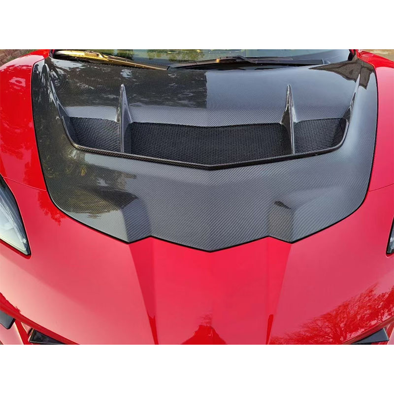 For CHEVROLET Corvette C8 ZR1-2 Style Carbon Fiber Hood 2020+