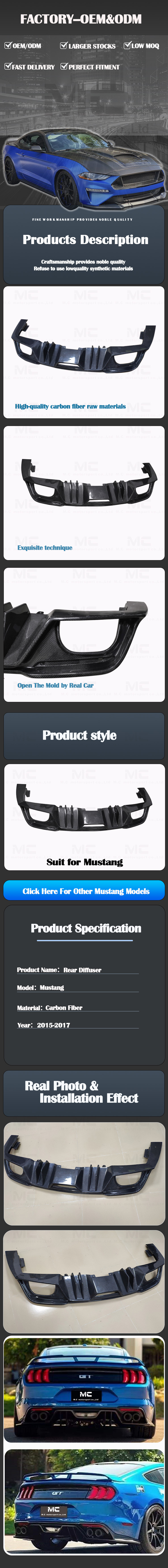 For Ford Mustang AC Style Carbon Fiber Rear Diffuser 2018-2022
