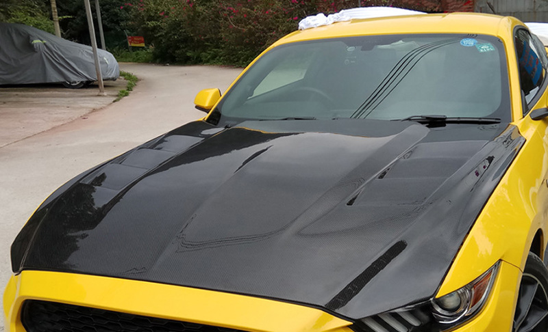 For Ford Mustang Flame Style Carbon Fiber Hood 2015-2027
