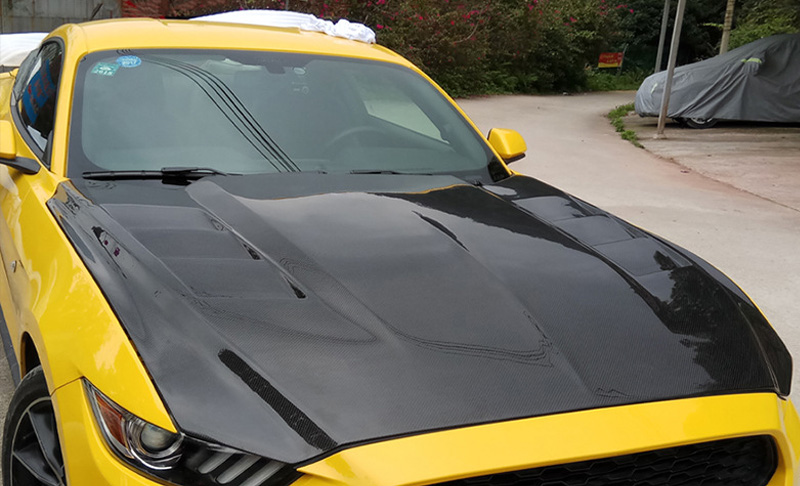 For Ford Mustang Flame Style Carbon Fiber Hood 2015-2027
