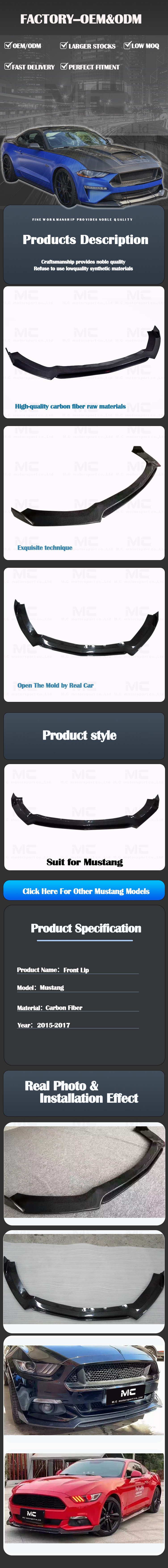 For Ford Mustang CMST Style Carbon Fiber Front Lip 2015-2017