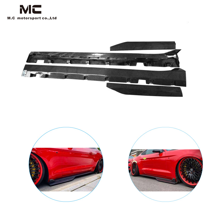 For Ford Mustang GT500 Style Carbon Fiber Side Skirts 2015-2023