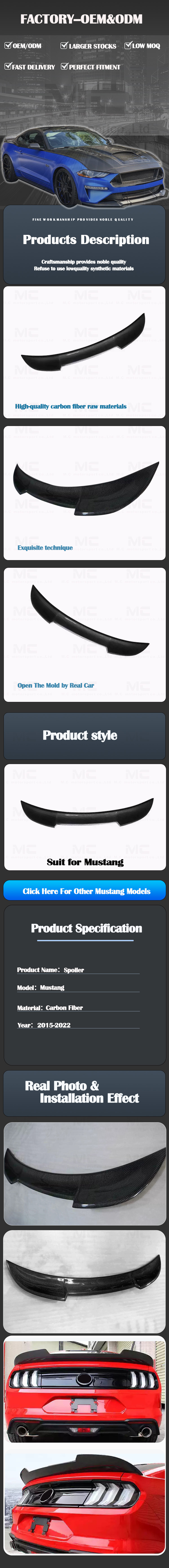 For Ford Mustang WWD Style Carbon Fiber Spoiler 2015-2020