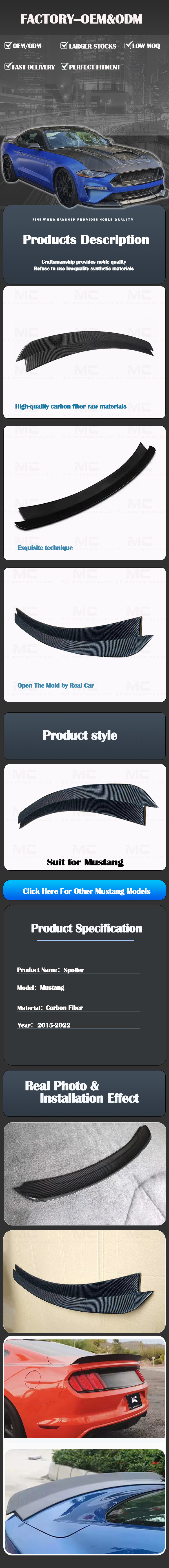 For Ford Mustang RTR Style Carbon Fiber Spoiler 2015-2022
