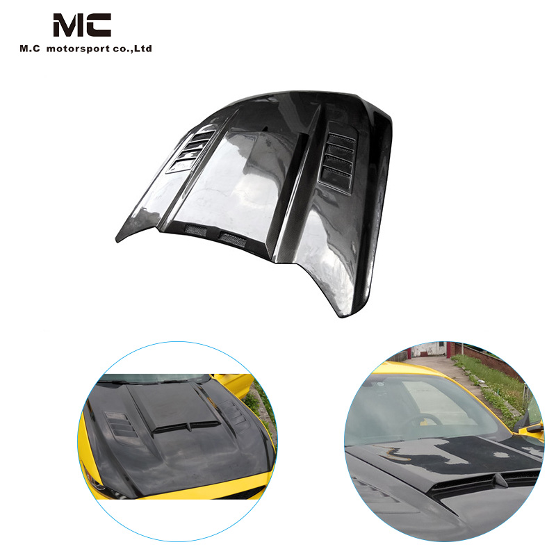 For Ford Mustang Flame Style Carbon Fiber Hood 2015-2017