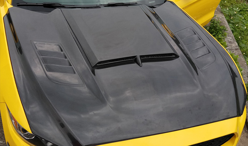 For Ford Mustang Flame Style Carbon Fiber Hood 2015-2017