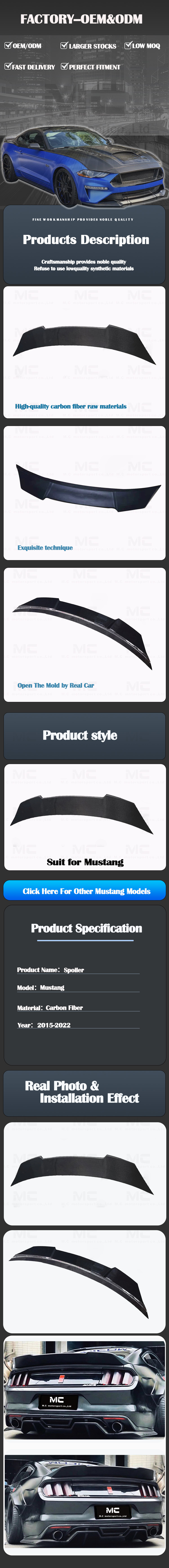 For Ford Mustang Carbon Fiber Spoiler 2015-2022